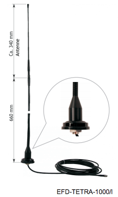 Procom Hochpunktgespeiste Fahrzeugantenne 410 - 430 MHz (EFD-TETRA-1000/h)