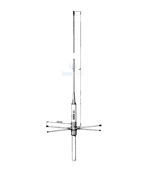 Procom Glasfiber Feststationsantenne für 27 mm Rohrdurchmesser (GP 160 5-8)