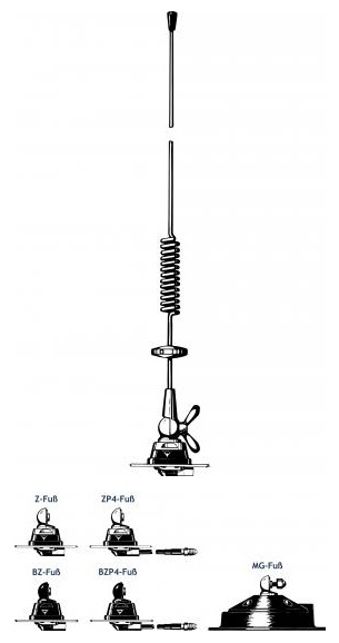 Procom 380-410 MHz mit BZ-Fuß und festmontiertem 4m Kabel (MU4-BZP4/S)